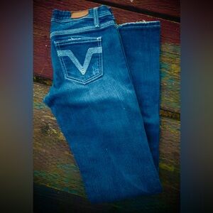 Vigoss Dark Blue Denim Jeans with Embroidered Detail